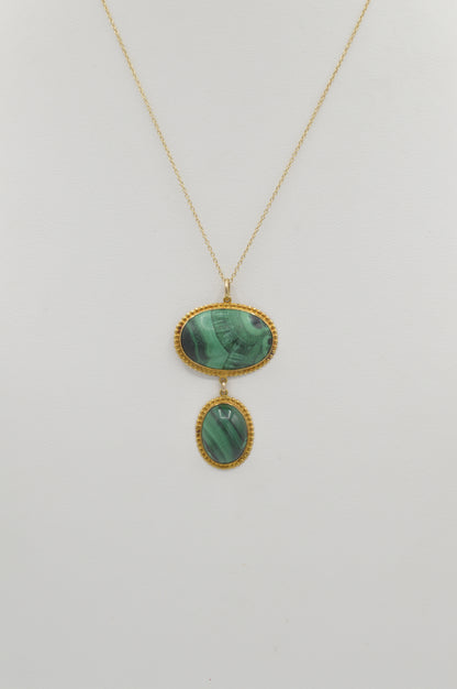 Malachite Pendant, 14k