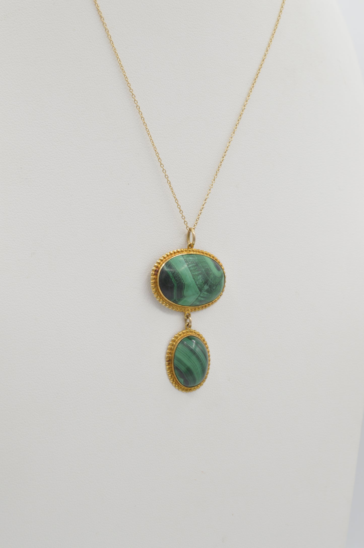 Malachite Pendant, 14k