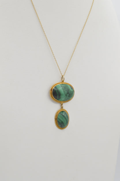 Malachite Pendant, 14k