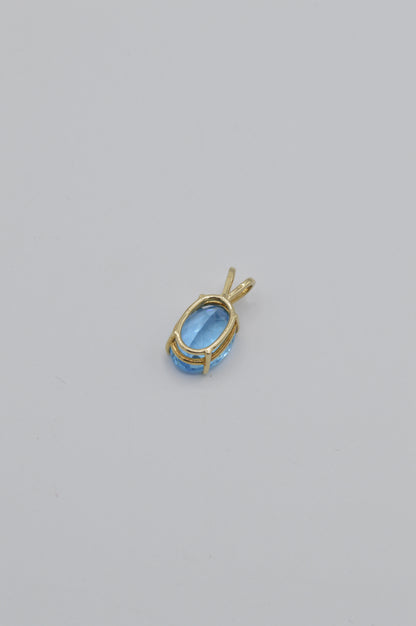 Blue Topaz Pendant, 14k