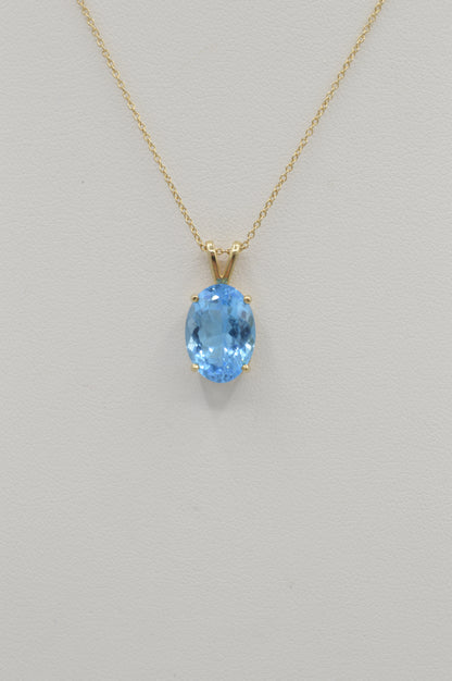 Blue Topaz Pendant, 14k