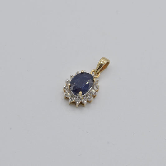 Sapphire & Diamond Halo Pendant