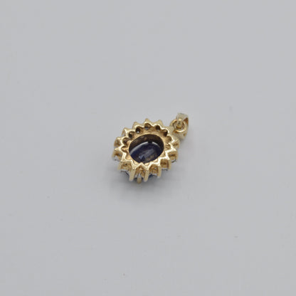 Sapphire & Diamond Halo Pendant