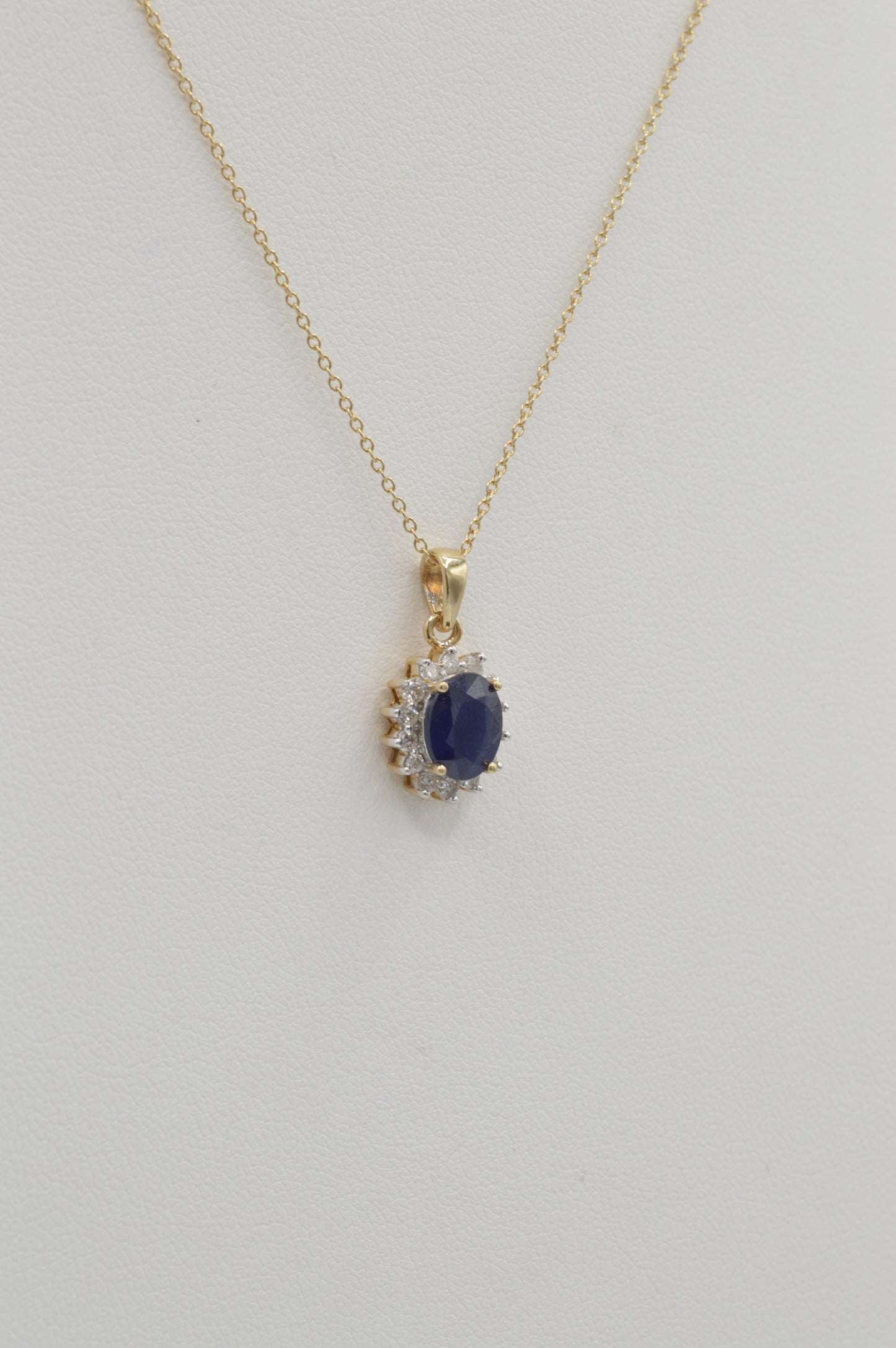 Sapphire & Diamond Halo Pendant