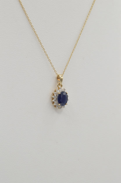 Sapphire & Diamond Halo Pendant