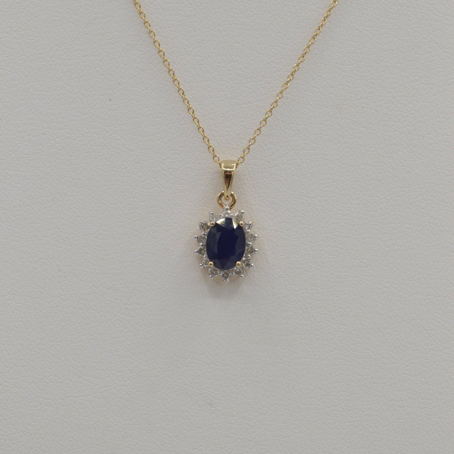 Sapphire & Diamond Halo Pendant