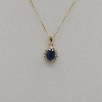 Sapphire & Diamond Halo Pendant