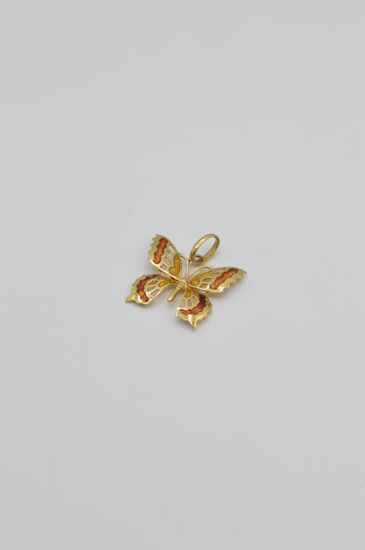 Orange Butterfly Pendant, 18k