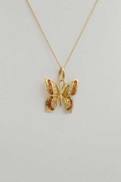 Orange Butterfly Pendant, 18k