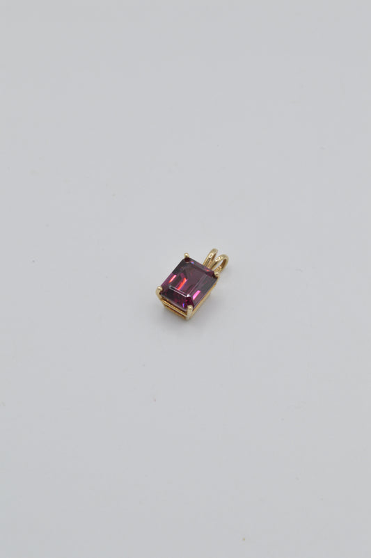 Rectangle Garnet Pendant, 14k