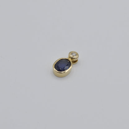 Bezel Sapphire & Diamond Pendant