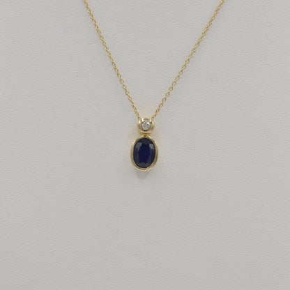 Bezel Sapphire & Diamond Pendant