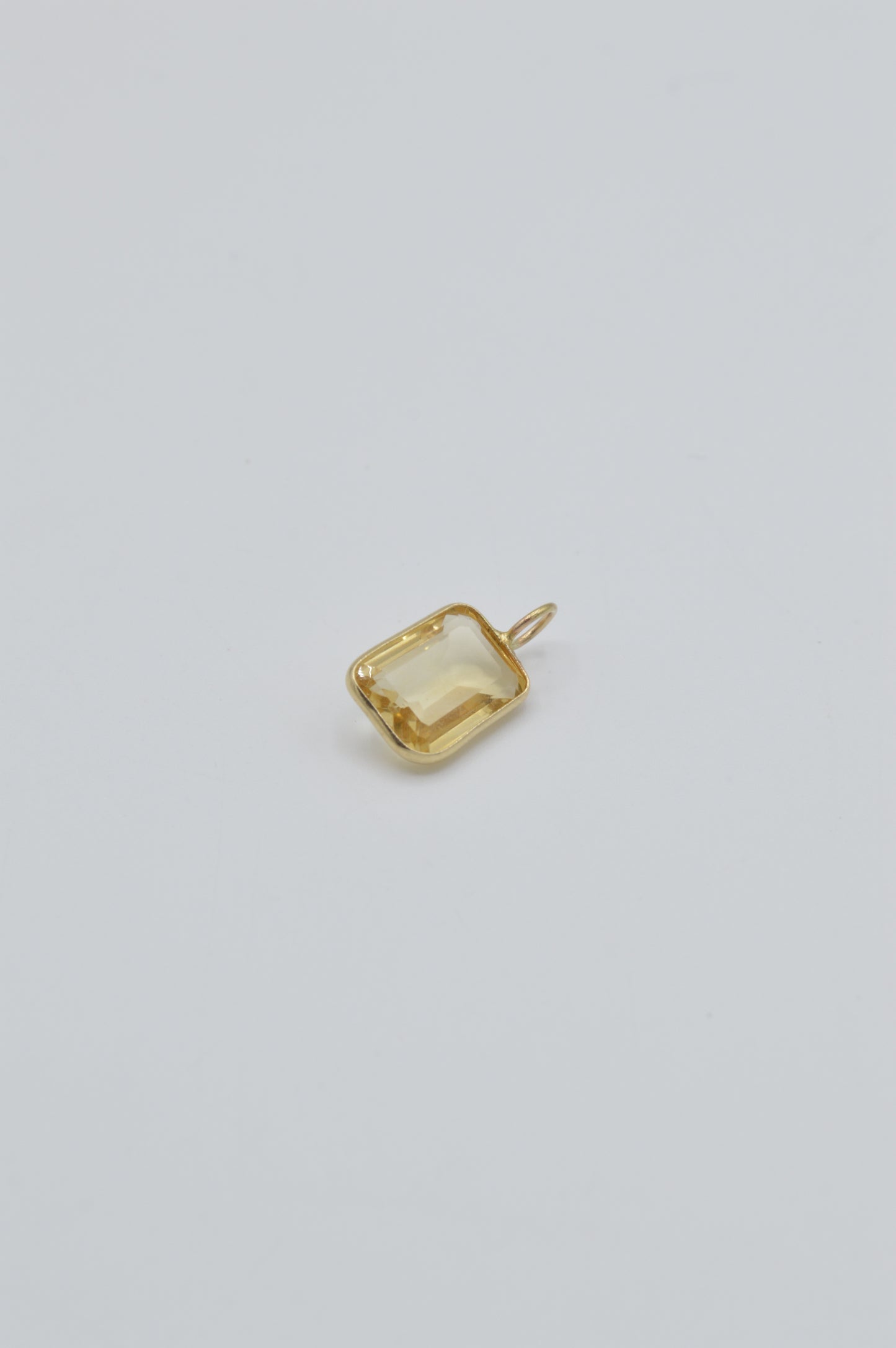 Square Citrine Charm, 14k