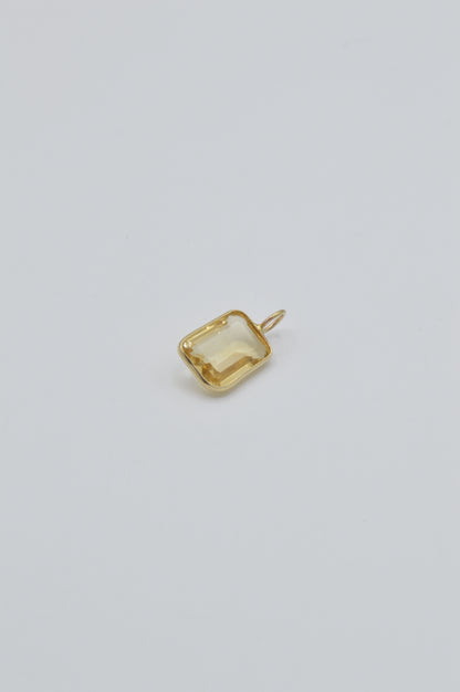 Square Citrine Charm, 14k