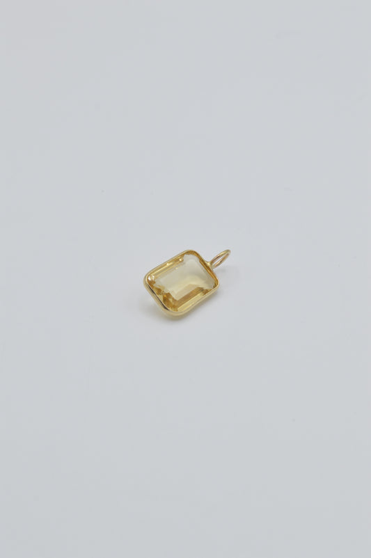 Square Citrine Charm, 14k