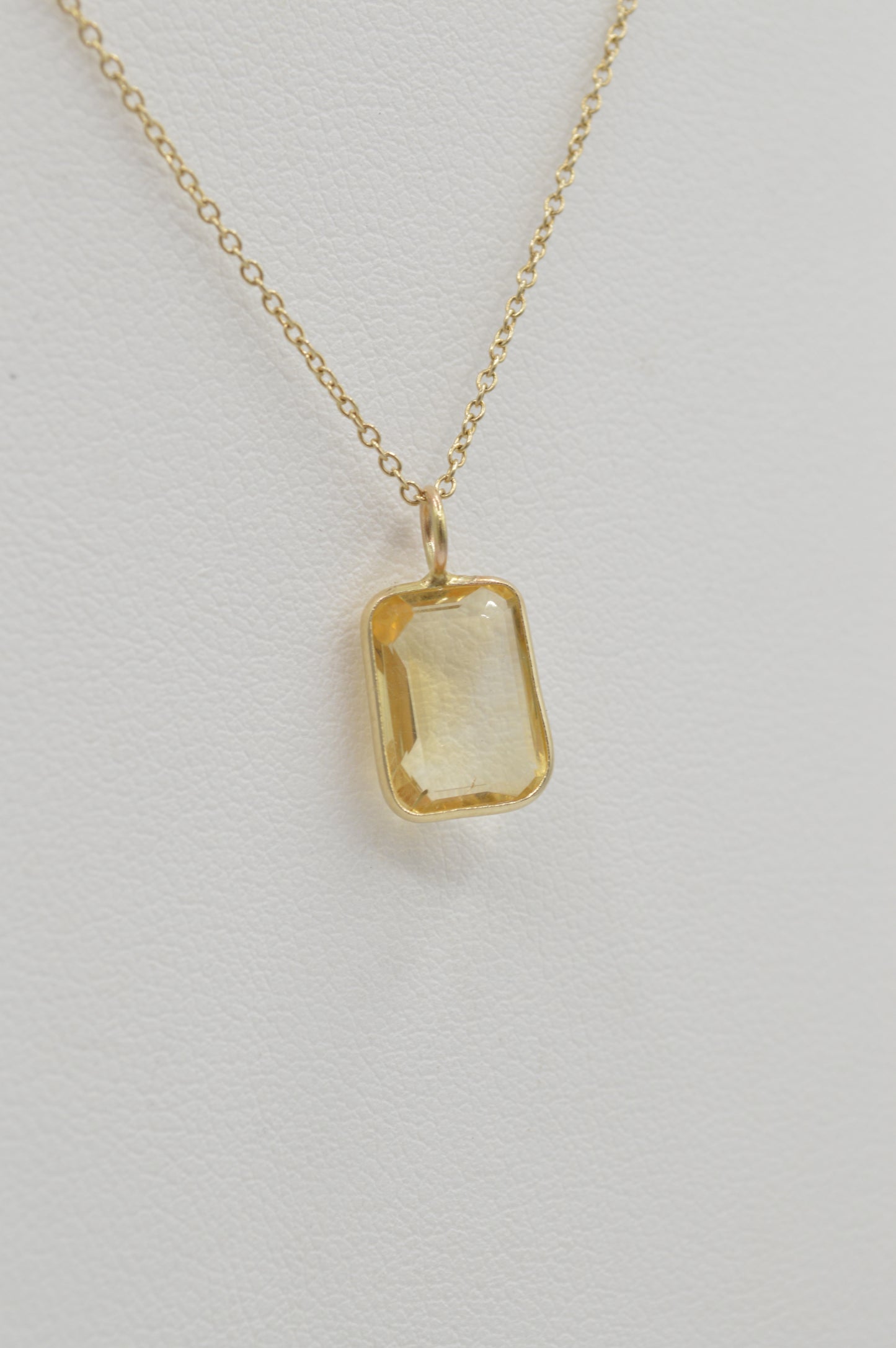 Square Citrine Charm, 14k