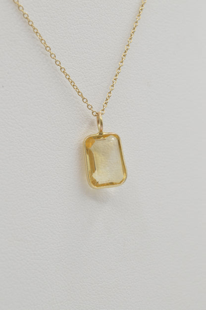 Square Citrine Charm, 14k