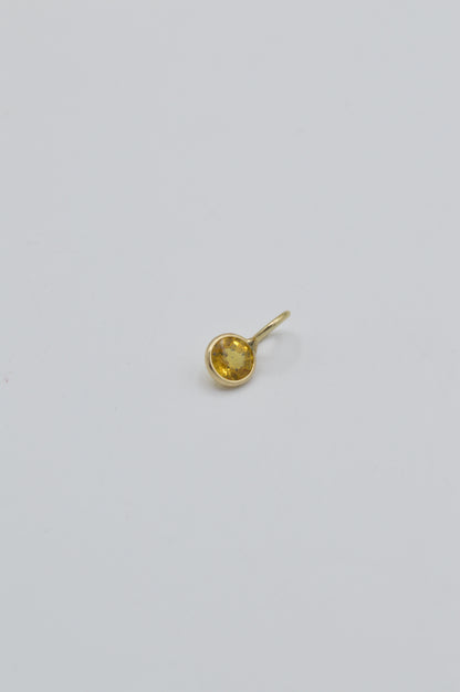 Round Citrine Charm, 14k