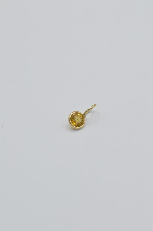 Round Citrine Charm, 14k