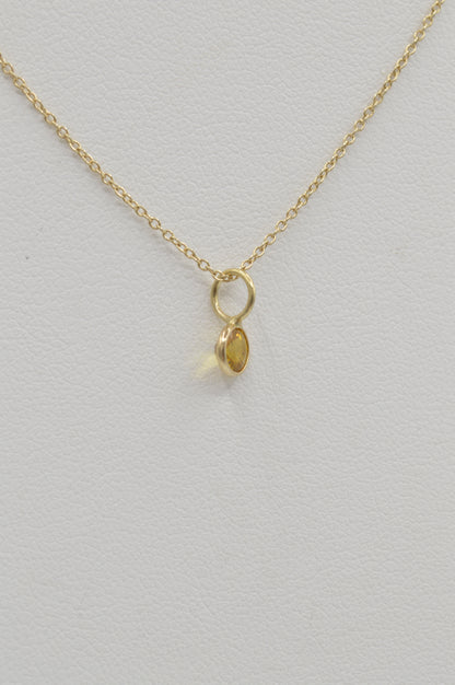 Round Citrine Charm, 14k