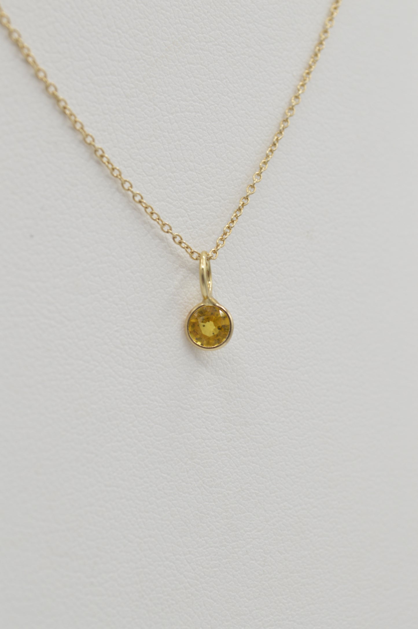 Round Citrine Charm, 14k