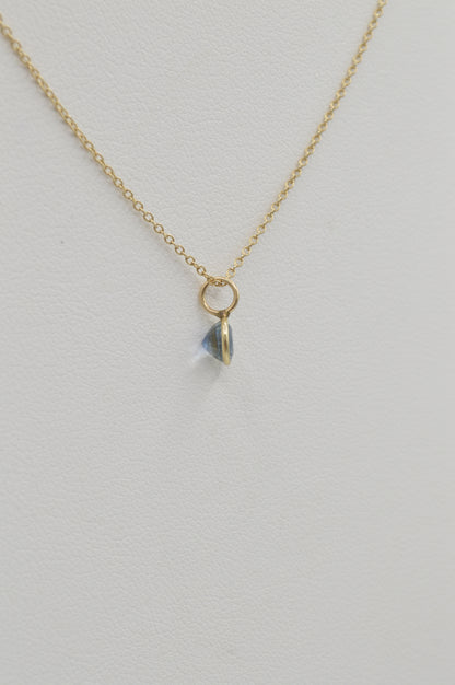 Deep Blue Topaz Charm, 14k