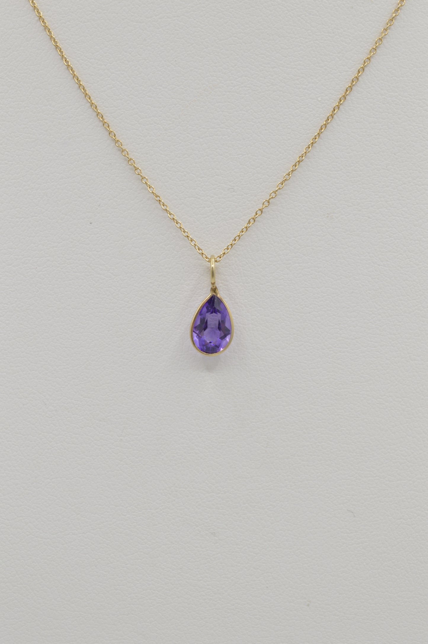 Pear Amethyst Charm, 14k