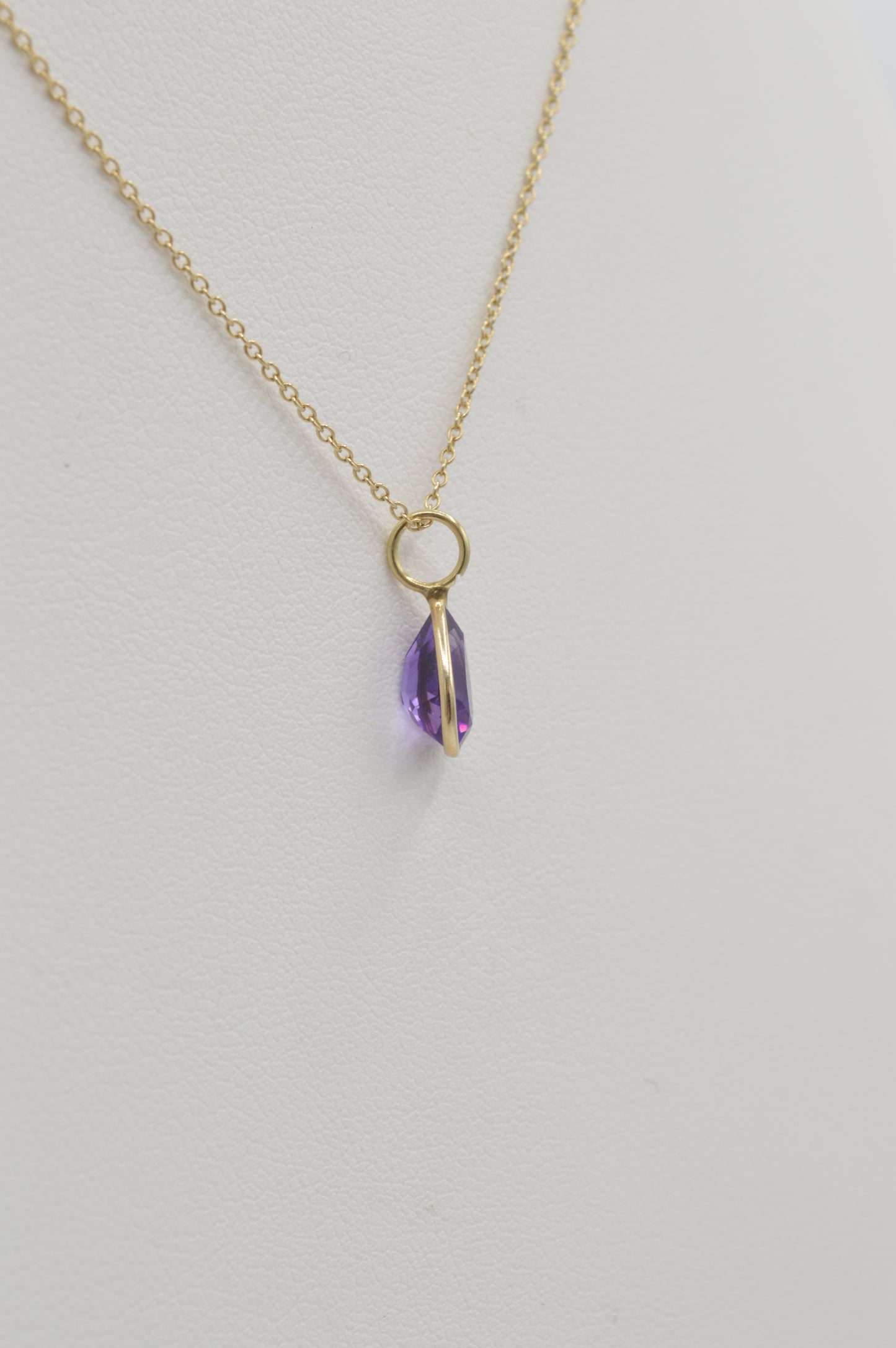 Pear Amethyst Charm, 14k