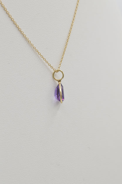 Pear Amethyst Charm, 14k