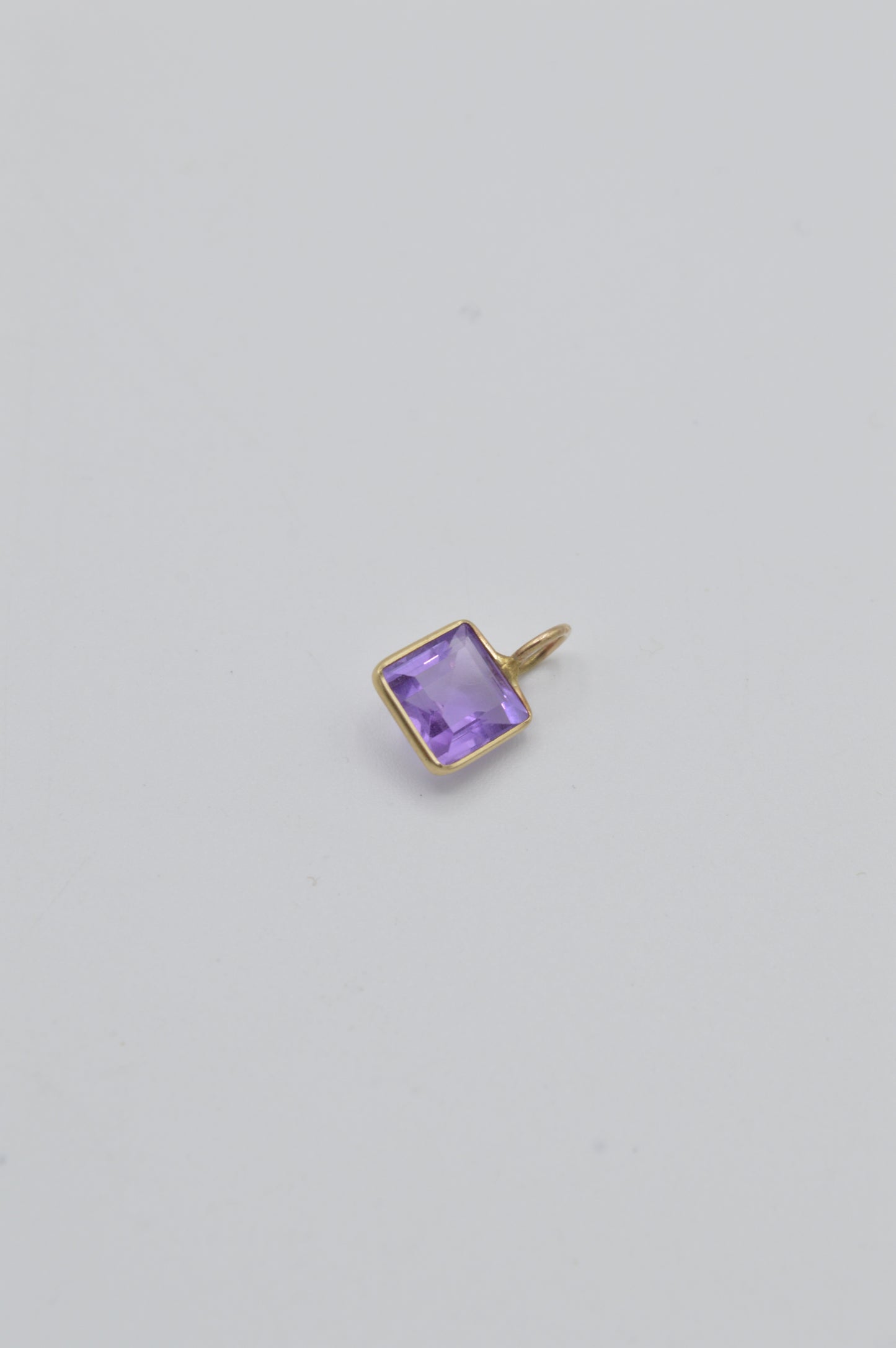 Square Amethyst Charm, 14k