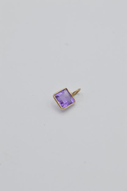 Square Amethyst Charm, 14k