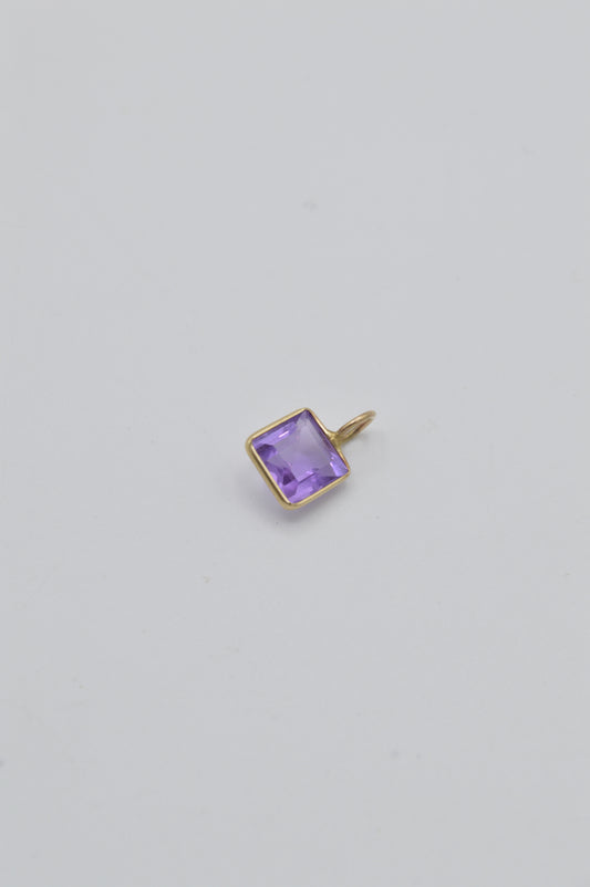 Square Amethyst Charm, 14k