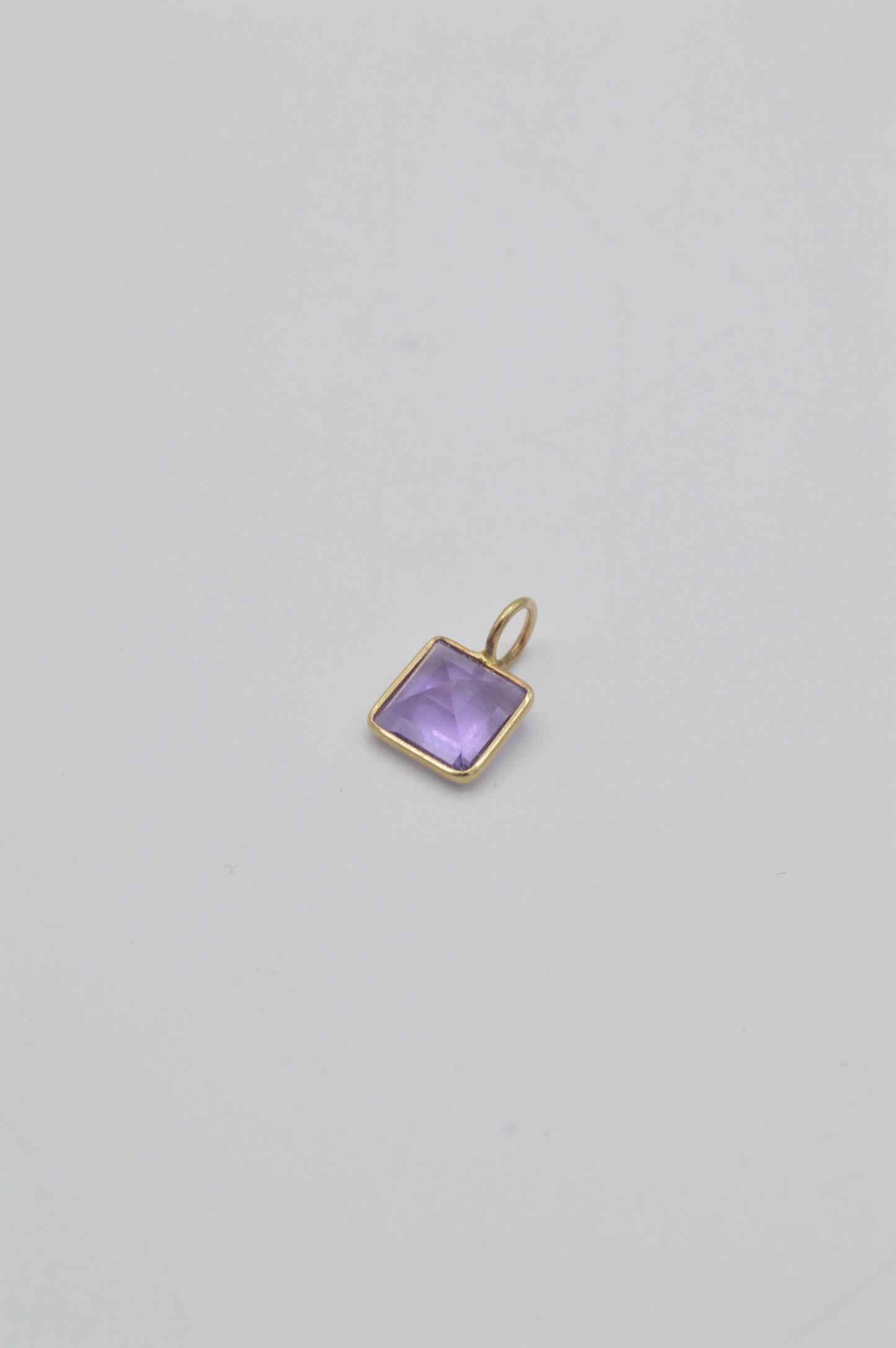 Square Amethyst Charm, 14k