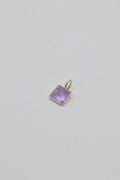 Square Amethyst Charm, 14k