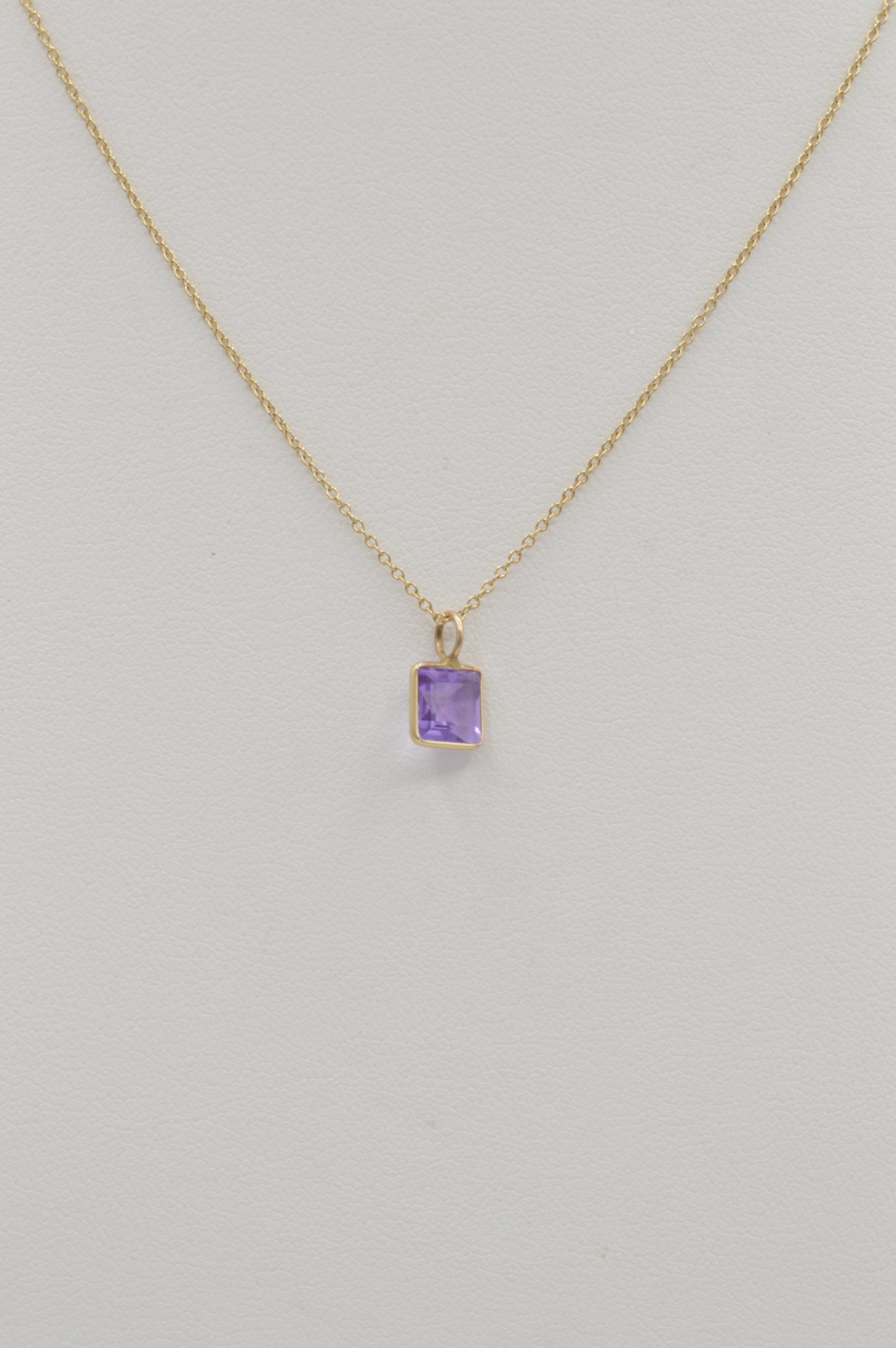 Square Amethyst Charm, 14k