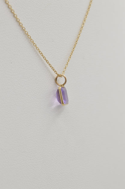 Square Amethyst Charm, 14k