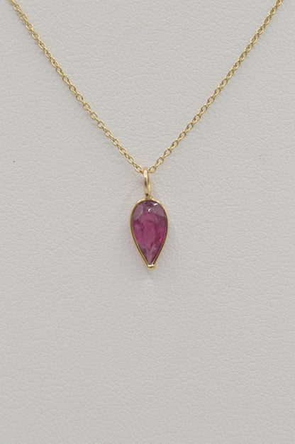 Garnet Petal Charm, 14k