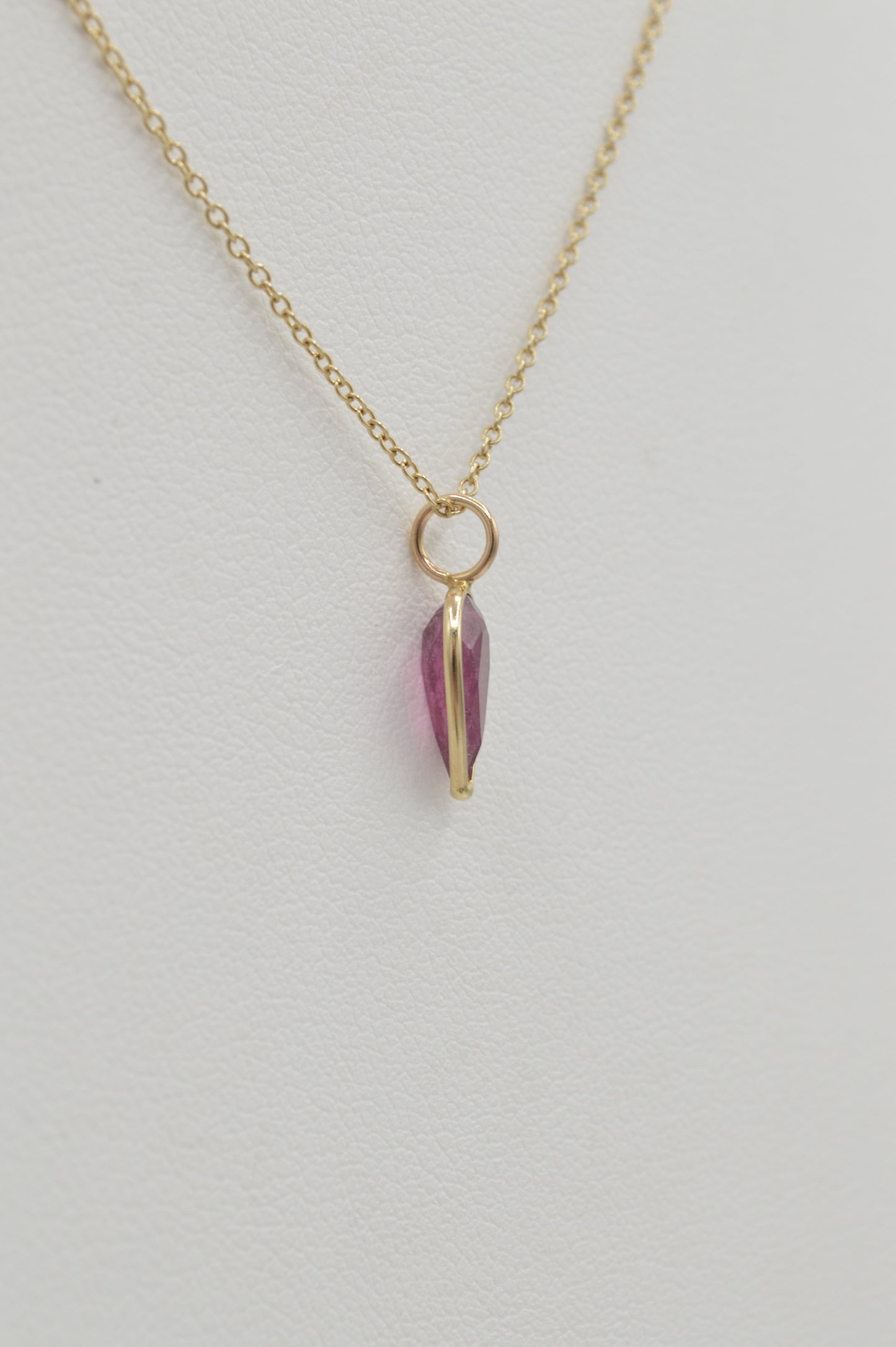 Garnet Petal Charm, 14k