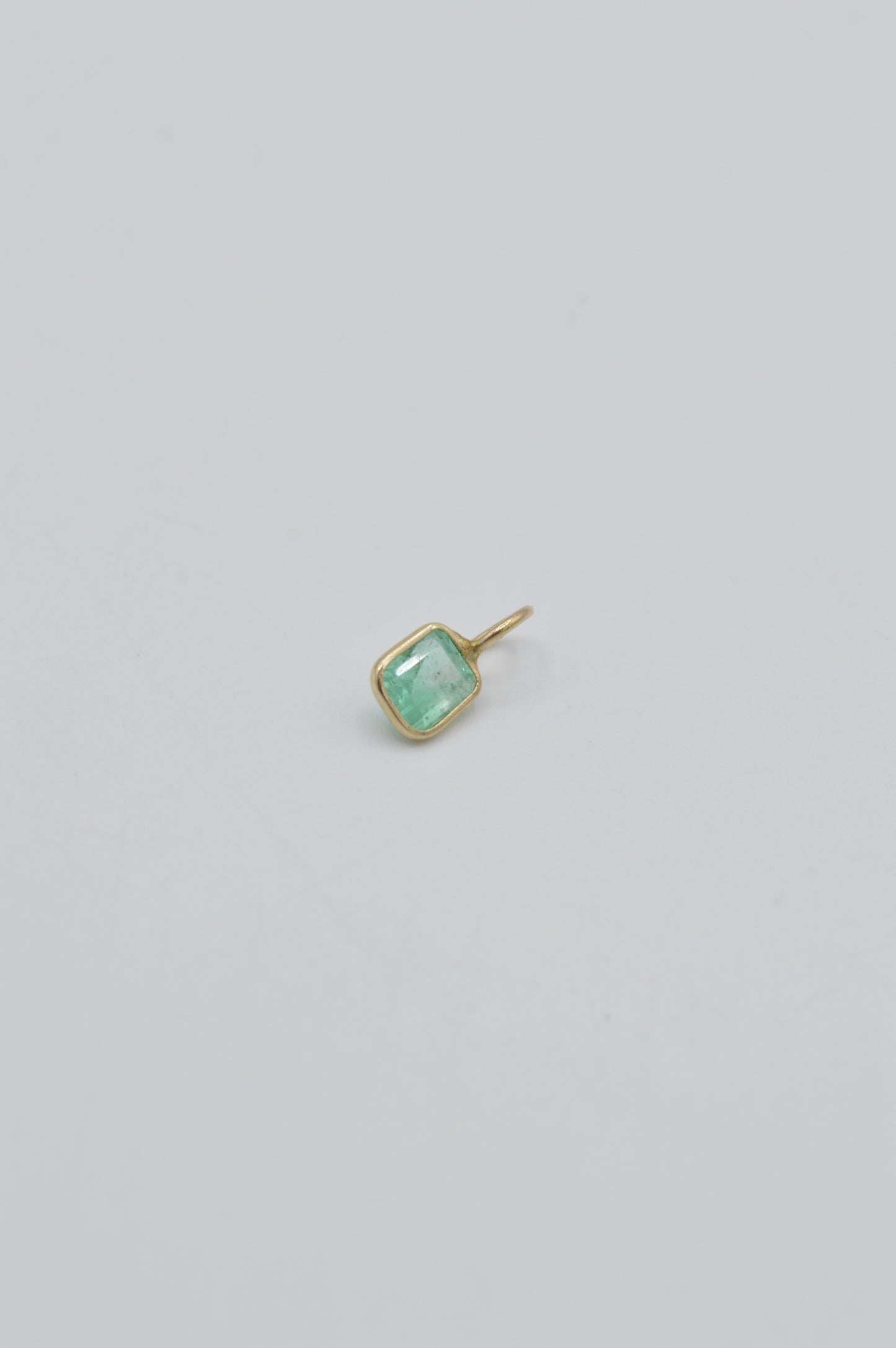 Emerald Cushion Charm, 14k