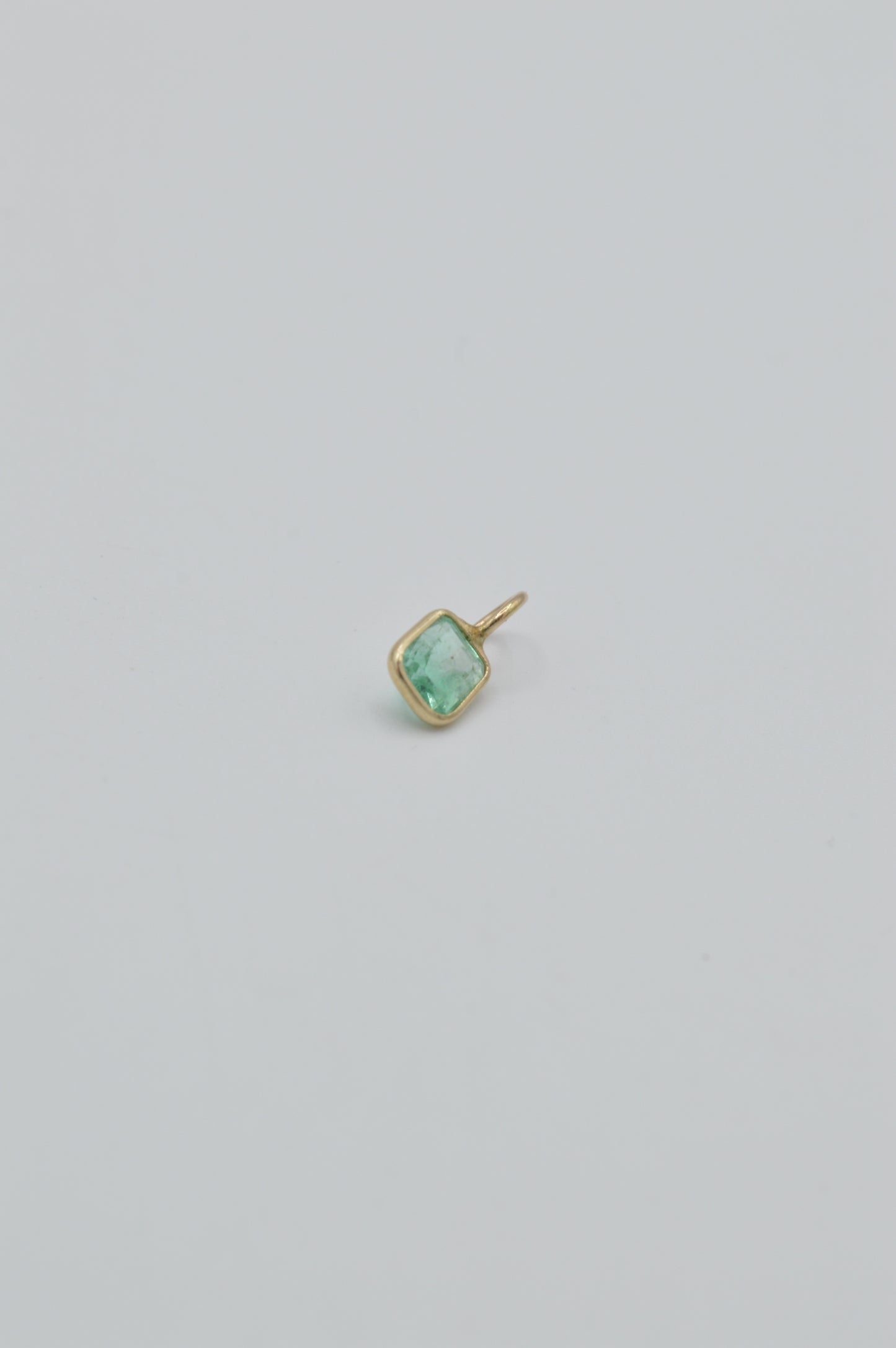 Emerald Cushion Charm, 14k