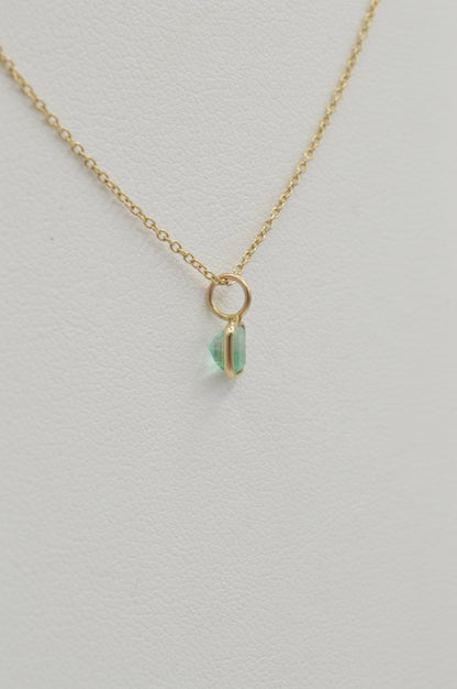 Emerald Cushion Charm, 14k