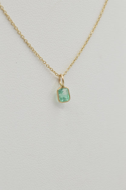 Emerald Cushion Charm, 14k