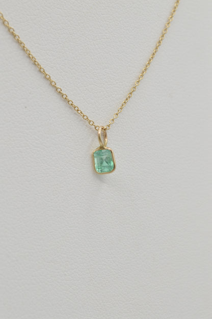 Emerald Cushion Charm, 14k