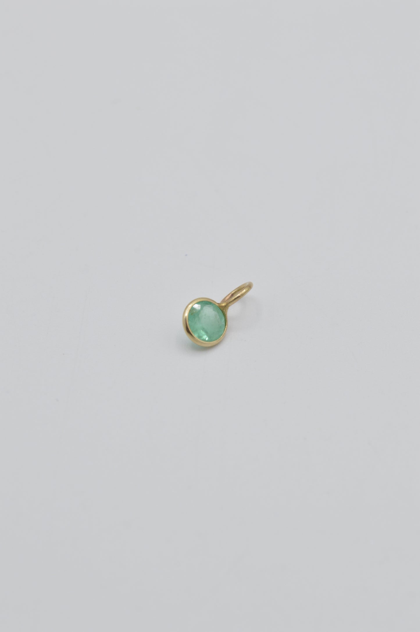 Dainty Emerald Charm, 14k