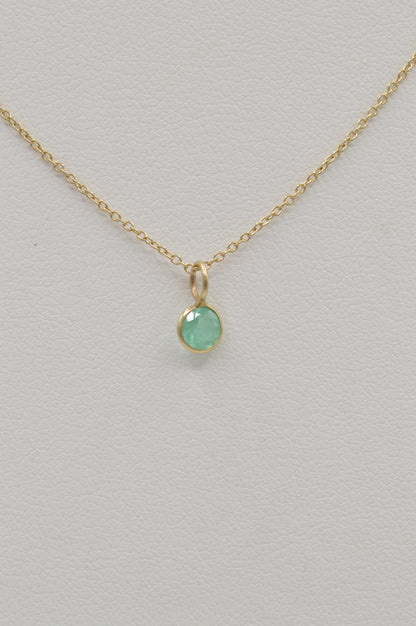 Dainty Emerald Charm, 14k