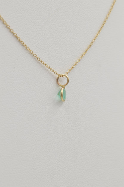 Dainty Emerald Charm, 14k