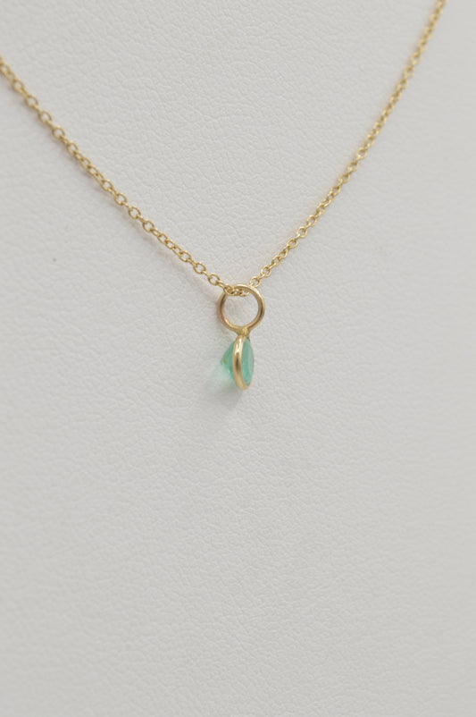 Dainty Emerald Charm, 14k