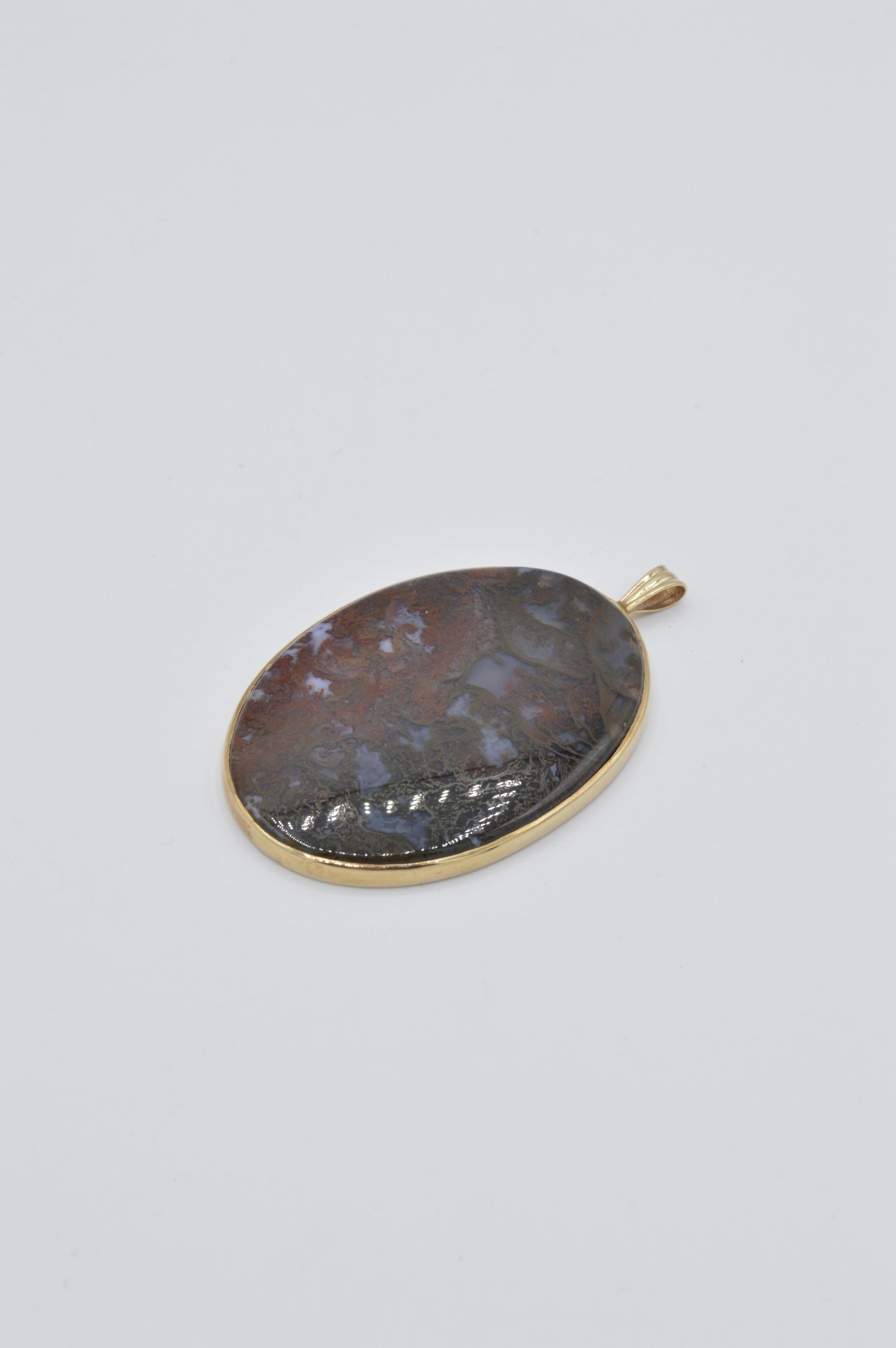 Rainbow-Moss Agate Pendant, 14k