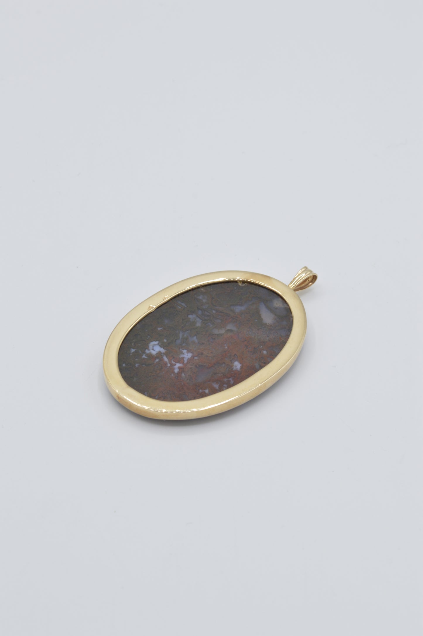 Rainbow-Moss Agate Pendant, 14k