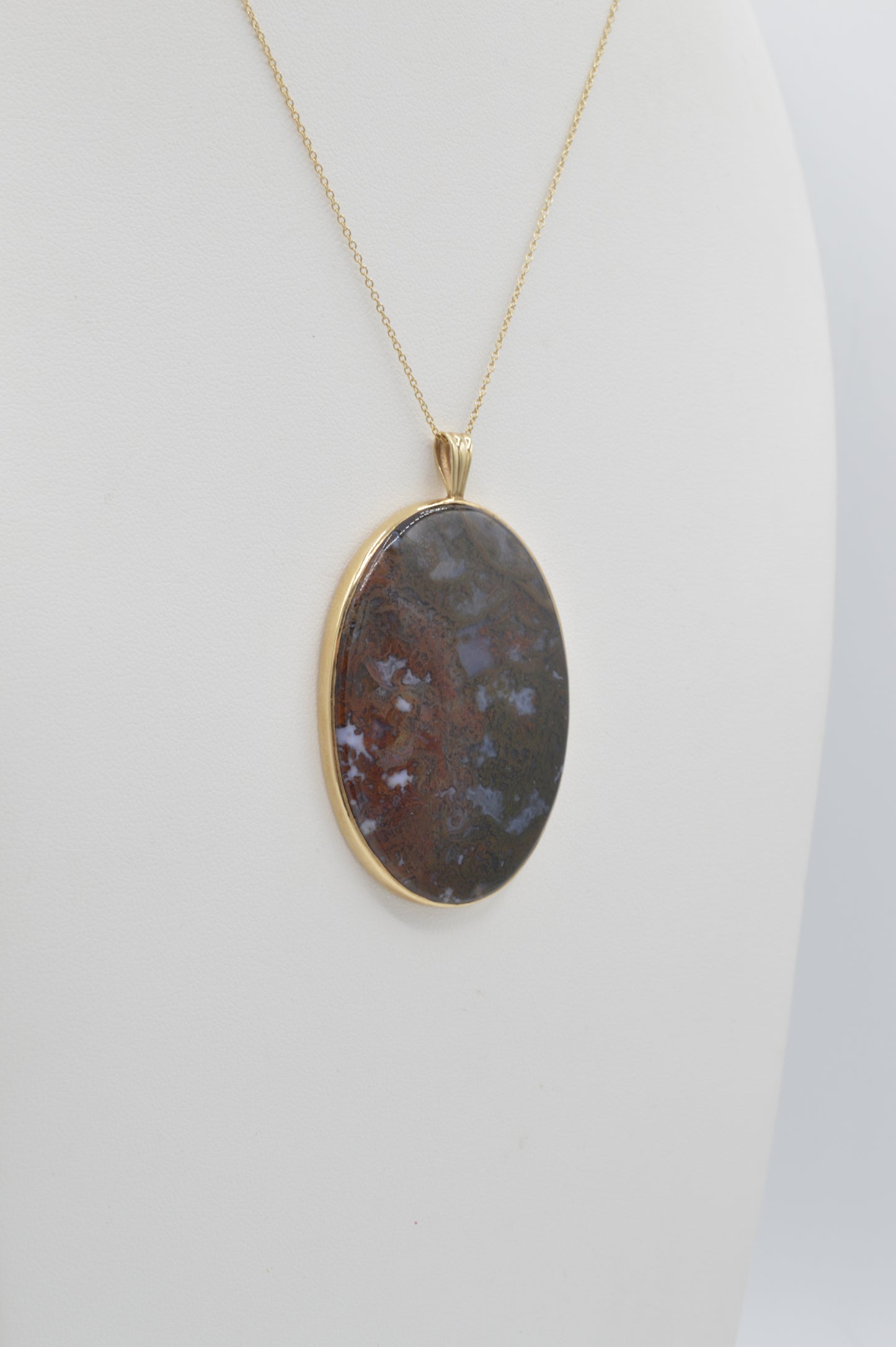 Rainbow-Moss Agate Pendant, 14k